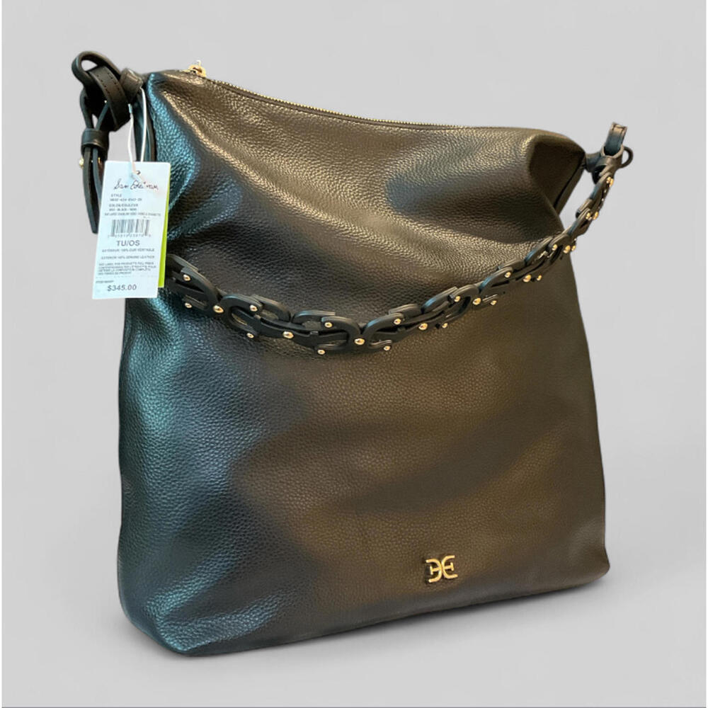 Sam Edelmon Slouchy Quiet Luxury Black Leather Shoulder Bag $345 MSRP